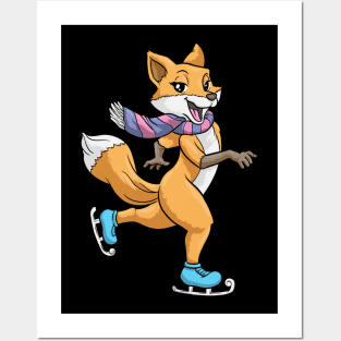 cute fox as a ice skater Posters and Art